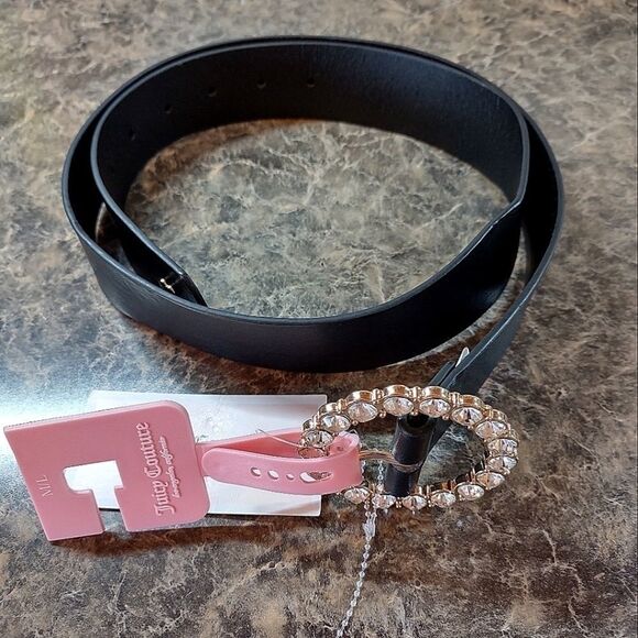 JUICY COUTURE Black Golf Rhinestone Belt Size M/L NWT - Picture 2 of 8